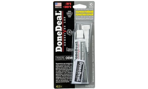 Герметик-прокладка DoneDeal RTV Gray Silicone Gasket Maker, силиконовый, термостойкий, серый, туба 42.5г, арт. DD6737