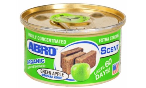 Ароматизатор на торпедо ABRO Organic Green Apple (Зеленое яблоко), с растительным наполнителем, баночка 42г, арт. AS-560-GA