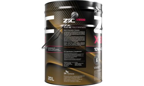 Масло моторное ZIC X9000 10w40, синтетическое, API CK-4/CJ-4, ACEA E4/E6/E7/E8/E9/E11, JASO DL-0/DH-1/DH-2, для дизельного двигателя, 20л, арт. 191200