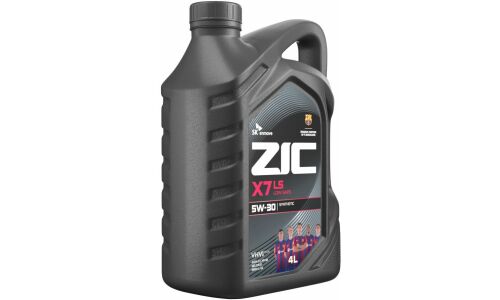 Масло моторное ZIC X7 LS 5w30, синтетическое, API SN, ACEA C3, универсальное, 4л, арт. 162619