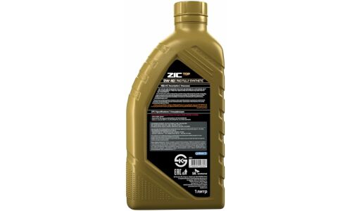 Масло моторное ZIC TOP 0w40, синтетическое, API SP, ACEA A3/B4, универсальное, 1л, арт. 132611