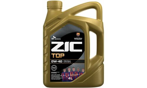 Масло моторное ZIC TOP 0w40, синтетическое, API SP, ACEA A3/B4, универсальное, 4л, арт. 162611