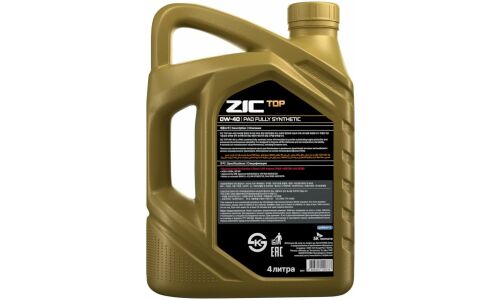 Масло моторное ZIC TOP 0w40, синтетическое, API SP, ACEA A3/B4, универсальное, 4л, арт. 162611