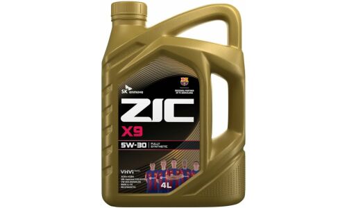 Масло моторное ZIC X9 5w30, синтетическое, API SL, ACEA A3/B3/B4, универсальное, 4л, арт. 162614