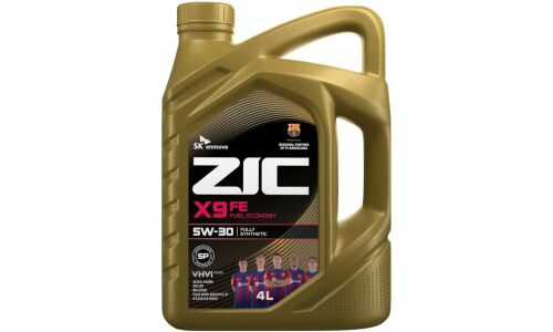 Масло моторное ZIC X9 FE 5w30, синтетическое, API SP, ACEA A5/B5, универсальное, 4л, арт. 162615