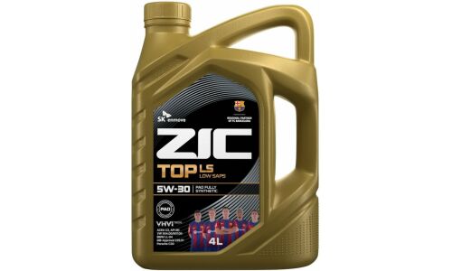 Масло моторное ZIC TOP LS 5w30, синтетическое, API SN, ACEA C3, универсальное, 4л, арт. 162612