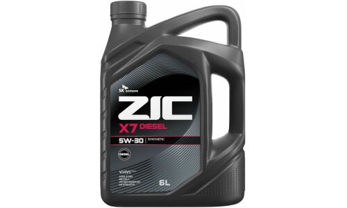 Масло моторное ZIC X7 Diesel 5w30, синтетическое, API SN, ACEA A3/B3/B4, для дизельного двигателя, 6л, арт. 172610