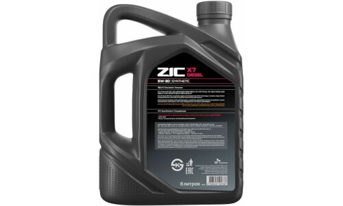 Масло моторное ZIC X7 Diesel 5w30, синтетическое, API SN, ACEA A3/B3/B4, для дизельного двигателя, 6л, арт. 172610