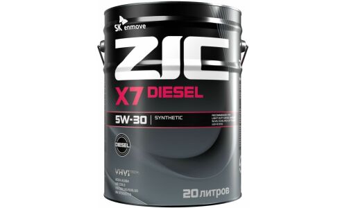 Масло моторное ZIC X7 Diesel 5w30, синтетическое, API SN, ACEA A3/B3/B4, для дизельного двигателя, 20л, арт. 192610