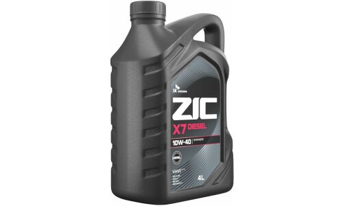 Масло моторное ZIC X7 Diesel 10w40, синтетическое, API SL/CI-4, ACEA E7, для дизельного двигателя, 4л, арт. 162607