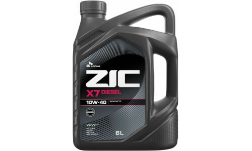 Масло моторное ZIC X7 Diesel 10w40, синтетическое, API SL/CI-4, ACEA E7, для дизельного двигателя, 6л, арт. 172607