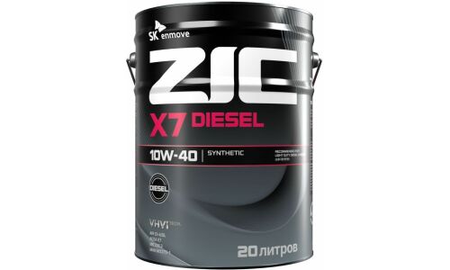 Масло моторное ZIC X7 Diesel 10w40, синтетическое, API SL/CI-4, ACEA E7, для дизельного двигателя, 20л, арт. 192607