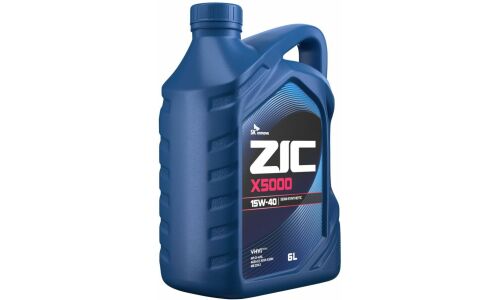 Масло моторное ZIC X5000 15w40, полусинтетическое, API CI-4/SL, ACEA E7, для дизельного двигателя, 6л, арт. 172604