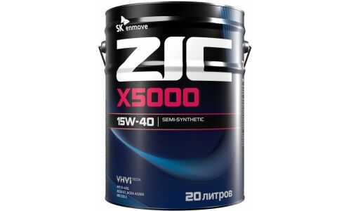 Масло моторное ZIC X5000 15w40, полусинтетическое, API CI-4/SL, ACEA E7, для дизельного двигателя, 20л, арт. 192604