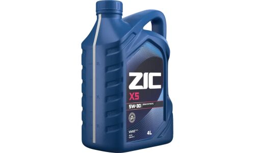 Масло моторное ZIC X5 5w30, полусинтетическое, API SQ, ILSAC GF-7A, для бензинового двигателя, 4л, арт. 162621