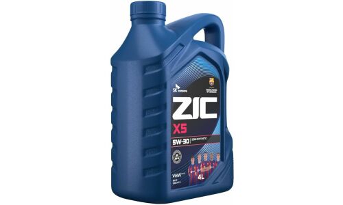 Масло моторное ZIC X5 5w30, полусинтетическое, API SP, ILSAC GF-6A, для бензинового двигателя, 4л, арт. 162621