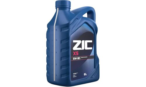 Масло моторное ZIC X5 5w30, полусинтетическое, API SQ, ILSAC GF-7A, для бензинового двигателя, 6л, арт. 172621