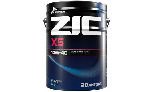 Масло моторное ZIC X5 10w40, полусинтетическое, API SP, для бензинового двигателя, 20л, арт. 192622