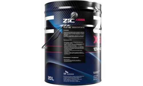 Масло моторное ZIC X5000 10w40, полусинтетическое, API SL/CI-4, ACEA E7, для дизельного двигателя, 20л, арт. 192658