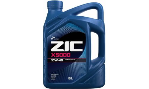 Масло моторное ZIC X5000 10w40, полусинтетическое, API SL/CI-4, ACEA E7, для дизельного двигателя, 6л, арт. 172658