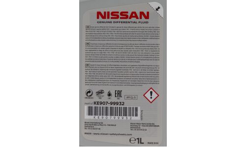 Масло трансмиссионное Nissan Differential Fluid 80w90 минеральное, API GL-5, 1л, арт. KE907-99932