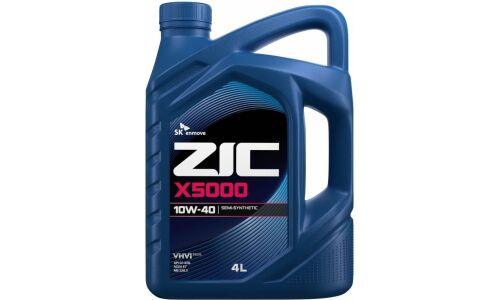 Масло моторное ZIC X5000 10w40, полусинтетическое, API SL/CI-4, ACEA E7, для дизельного двигателя, 4л, арт. 162658