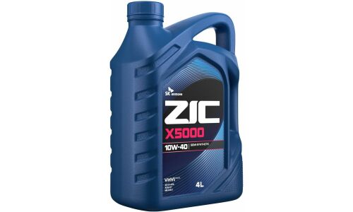 Масло моторное ZIC X5000 10w40, полусинтетическое, API SL/CI-4, ACEA E7, для дизельного двигателя, 4л, арт. 162658
