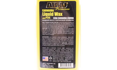 Полироль кузова ABRO Premium Carnauba Liquid Wax, с воском карнауба, восстанавливает и защищает лакокрасочное покрытие, бутылка 473мл, арт. LW-900