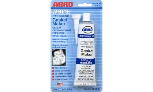 Герметик-прокладка ABRO White RTV Silicone Gasket Maker, силиконовый, белый, туба 85г, арт. 14-AB