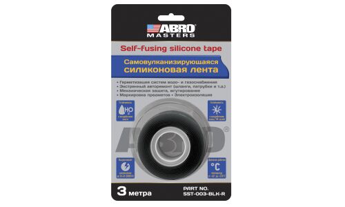 Лента клейкая самовулканизирующаяся ABRO Masters, силиконовая, 25мм x 3м, черная, арт. SST-003-BLK-R