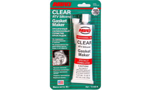 Герметик-прокладка ABRO Clear RTV Silicone Gasket Maker, силиконовый, прозрачный, туба 85г, арт. 13-AB