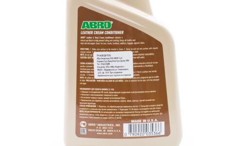 Полироль-кондиционер салона ABRO Leather & Vinyl Cream Conditioner, для кожи и винила, с защитой от УФ-лучей, бутылка с триггером 472мл, арт. LC-536