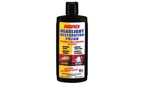 Полироль-реставратор фар ABRO Hedlight Restoration Polish, восстанавливает прозрачность пластика, бутылка 237мл, арт. HR-237
