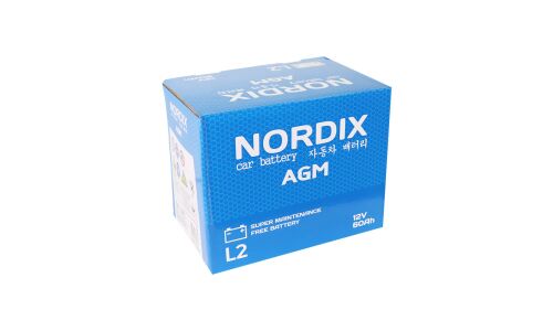 Аккумулятор Nordix LN2/L2(H5) L, 60Ач, CCA 680А, необслуживаемый, технология AGM (Китай)