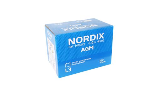 Аккумулятор Nordix LN3/L3(H6) L, 70Ач, CCA 760А, необслуживаемый, технология AGM (Китай)