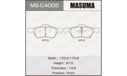 Колодки тормозные дисковые Masuma передние, комплект на ось (4 шт), арт. MS-C4005