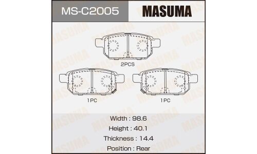 Колодки тормозные дисковые Masuma задние, комплект на ось (4 шт), арт. MS-C2005