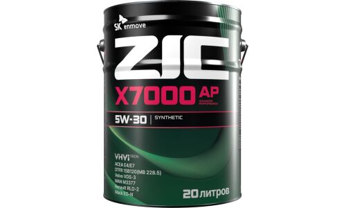Масло моторное ZIC X7000 AP 5w30, синтетическое, API CI-4, ACEA E4/E7, для дизельного двигателя, 20л, арт. 192605