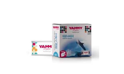 Ароматизатор на торпедо Yammy Marine Squash (Морская свежесть), меловой, баночка, арт. S011