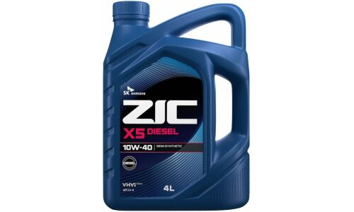 Масло моторное ZIC X5 Diesel 10w40, полусинтетическое, API SL/CI-4, для дизельного двигателя, 4л, арт. 162660