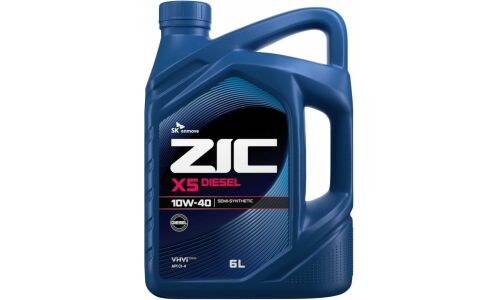 Масло моторное ZIC X5 Diesel 10w40, полусинтетическое, API SL/CI-4, для дизельного двигателя, 6л, арт. 172660
