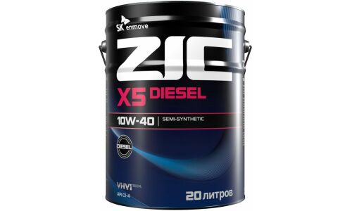 Масло моторное ZIC X5 Diesel 10w40, полусинтетическое, API SL/CI-4, для дизельного двигателя, 20л, арт. 192660