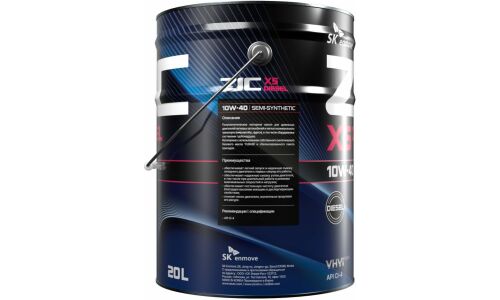 Масло моторное ZIC X5 Diesel 10w40, полусинтетическое, API SL/CI-4, для дизельного двигателя, 20л, арт. 192660