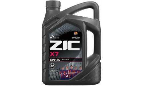Масло моторное ZIC X7 5w40, синтетическое, API SP, ACEA A3/B3/B4, универсальное, 4л, арт. 162662