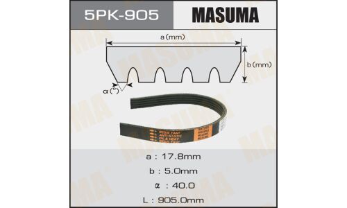 Ремень поликлиновый Masuma, арт. 5PK- 905