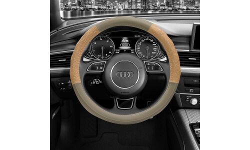 Оплетка на руль CARFORT SKIN, кожа, бежевый цвет, размер M (37-39см)