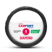 Оплетка на руль CARFORT DIAMOND, кожа, черный цвет, размер S (35-37см) Оплетка на руль CARFORT DIAMOND, кожа, черный цвет, размер S (35-37см)