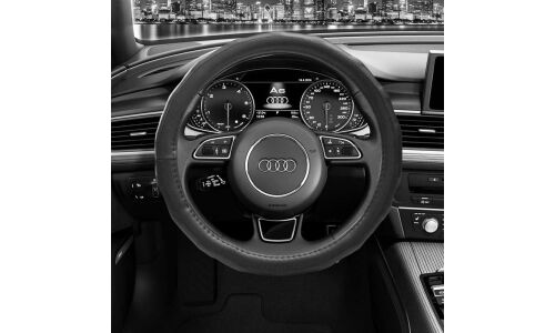 Оплетка на руль CARFORT BONE с рельефными ребрами, кожа, черный цвет, размер M (37-39см)