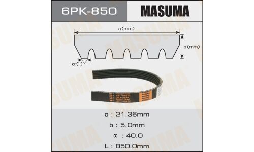 Ремень ручейковый MASUMA 6PK- 850