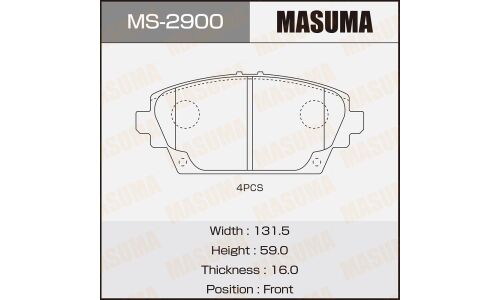 Колодки тормозные дисковые Masuma передние, комплект на ось (4 шт), арт. MS-2900